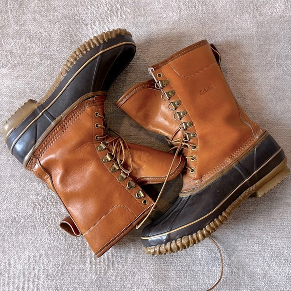 Cabelas Duck Boots Mens Steel Shank Winter Snow Brown Lace Up Comfort Mid-Calf - Picture 1 of 4